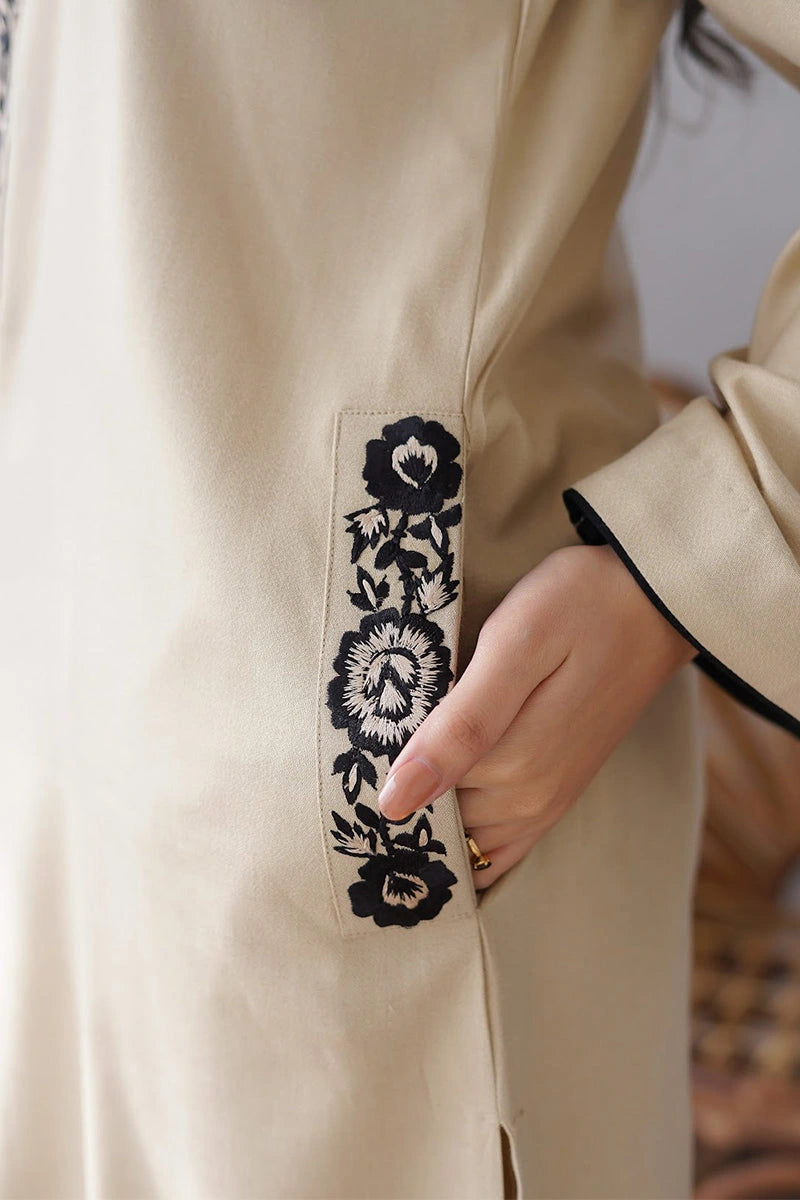 AISLING - 3PC Dhanak  Embroidered Shirt with Plain Wool Dupatta and Trouser - BFB0870