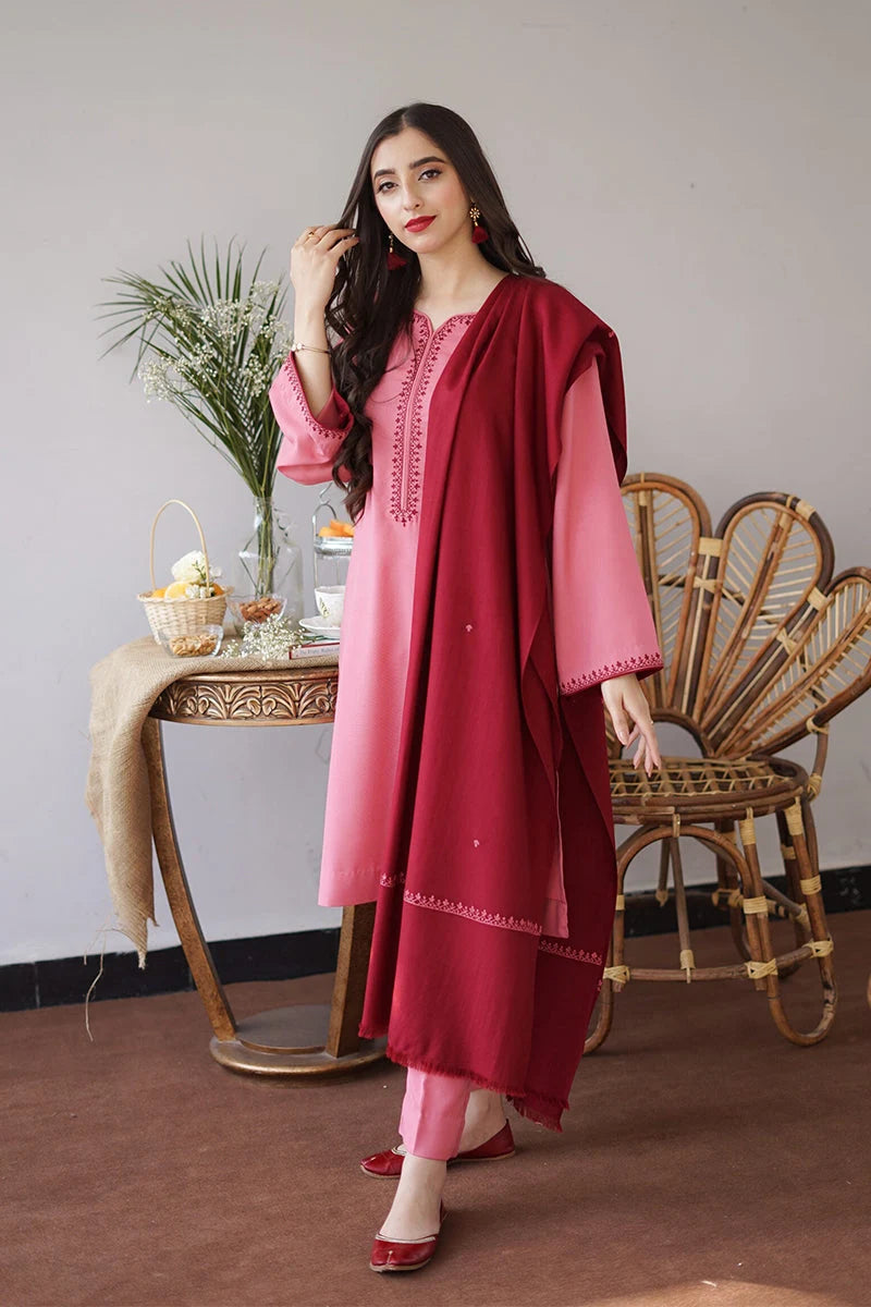 Aisling - 3PC Dhanak Embroidered Shirt With Dhanak Dupatta and Trouser - BFB0881