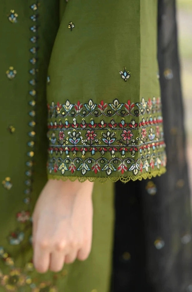 Batik - 3PC Dhanak Embroidered Shirt With Chiffon Embroidered Dupatta and Trouser - BFB01057