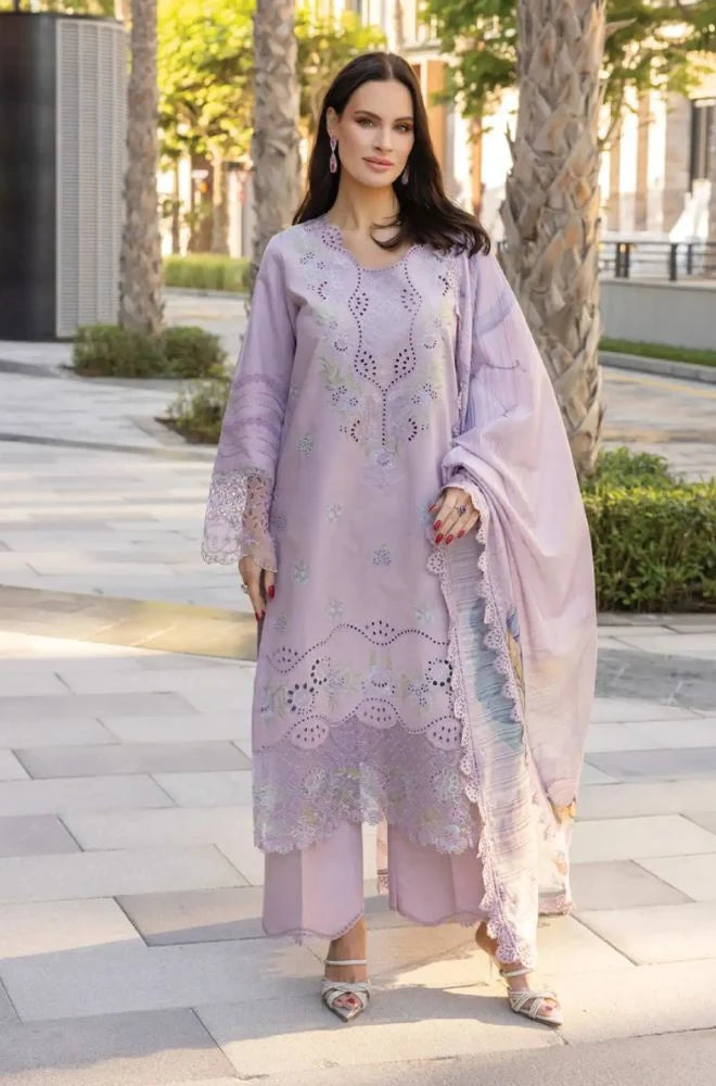 QALAMKAR - 3PC Lawn Chikankari Embroidered Shirt with Monar Printed Dupatta and Trouser - BFB0779