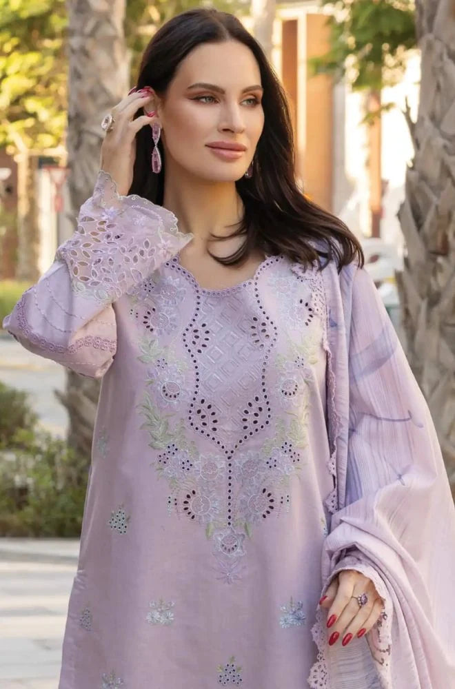 QALAMKAR - 3PC Lawn Chikankari Embroidered Shirt with Monar Printed Dupatta and Trouser - BFB0779