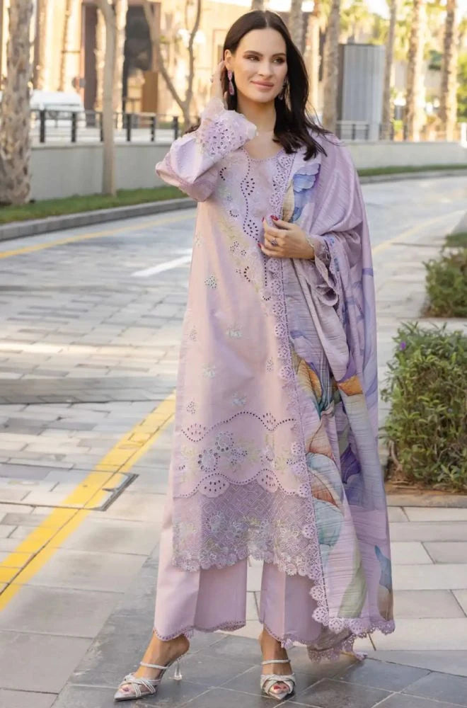 QALAMKAR - 3PC Lawn Chikankari Embroidered Shirt with Monar Printed Dupatta and Trouser - BFB0779
