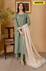 Sapphire - Winter 3PC Dhanak Embroidered Suit - BFH0005