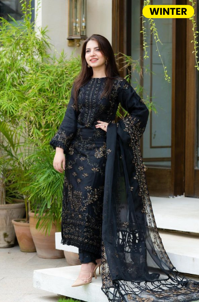 Bareeze -Winter 3PC Dhanak Embroidered Shirt - BFU0001