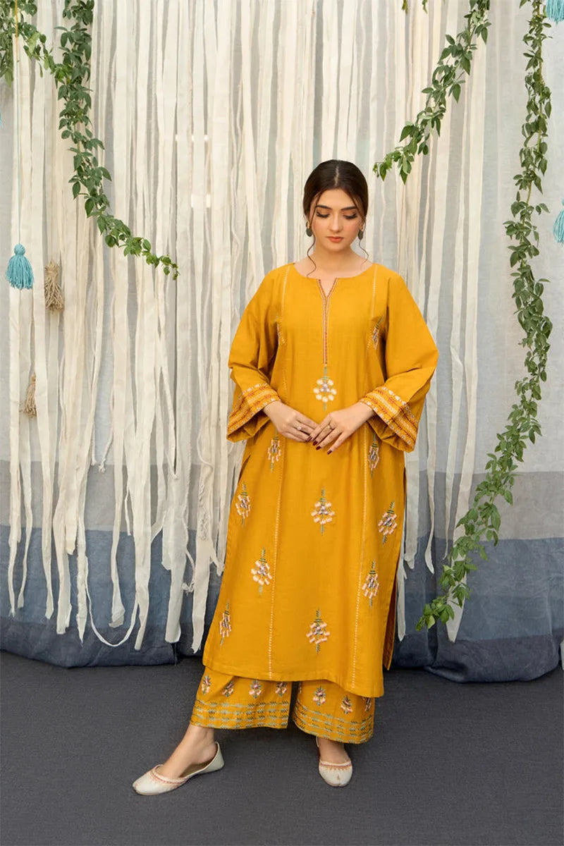 Urge - 3PC Dhanak  Embroidered Shirt with Twill Printed Dupatta and Trouser - BFB0866