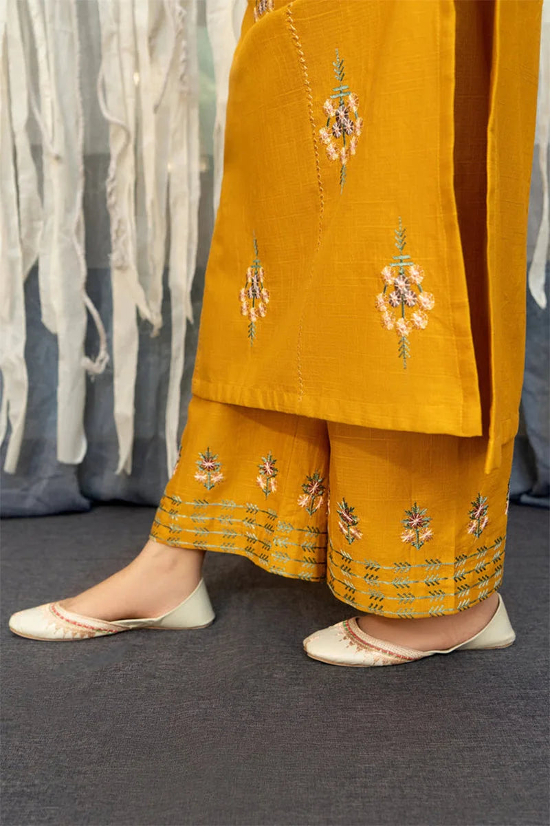 Urge - 3PC Dhanak  Embroidered Shirt with Twill Printed Dupatta and Trouser - BFB0866