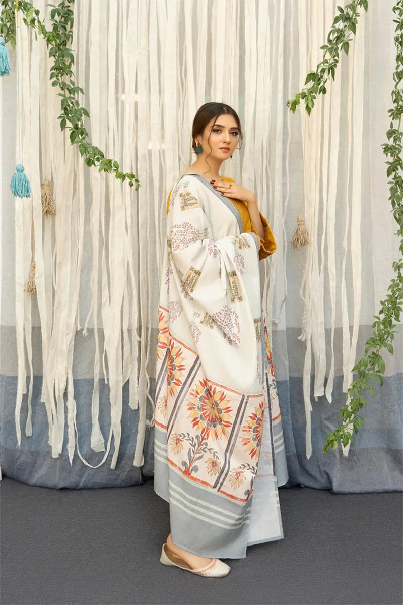 Urge - 3PC Dhanak  Embroidered Shirt with Twill Printed Dupatta and Trouser - BFB0866