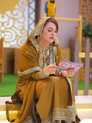 ANEELAS - 3PC Lawn Embroidered Shirt With Chiffon Embroidered Dupatta and Trouser - BFB0830