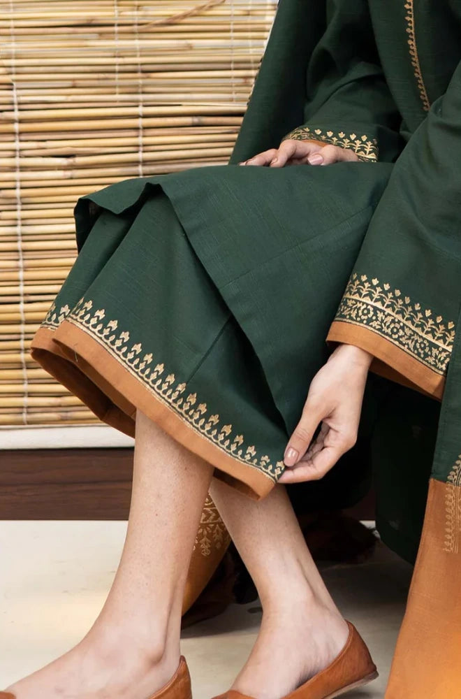 ZARPASH - 3PC Dhanak Embroidered Shirt With Wool Embroidered Dupatta and Trouser - BFB0875
