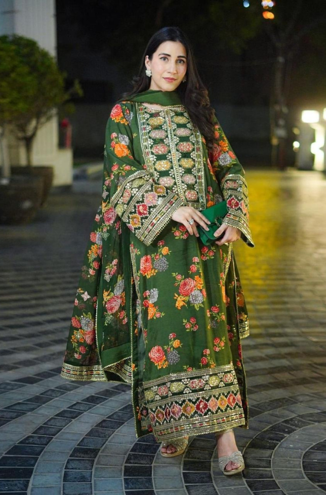 Fiona Dilara - Winter 3PC Silk Digital Printed Dress - BFB0475