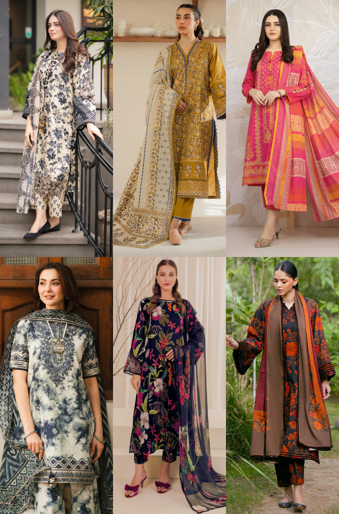 Bundle of 6 Dresses - Printed Khaddar Winter Collection - BNDL001