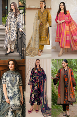 Bundle of 6 Dresses - Printed Khaddar Winter Collection - BNDL001