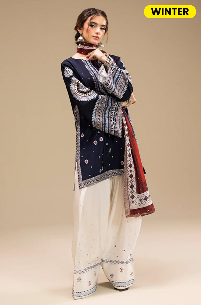 ETHNIC - Winter 3PC Dhanak Embroidered Suit- BFB0301