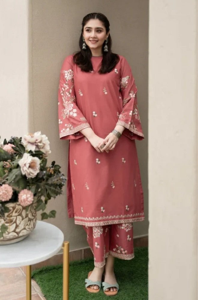 Stitched 2Pcs Embroidered Lawn Suit – RTW035 - | BlueFery