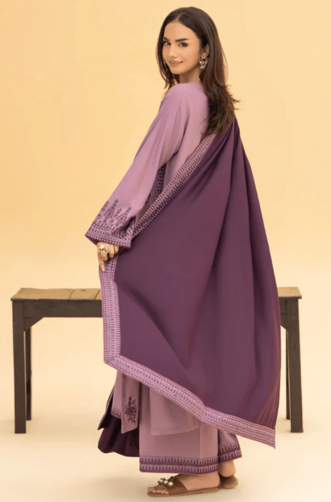 Stitched 3Pcs Embroidered Dhanak Suit – RTW025 - | BlueFery