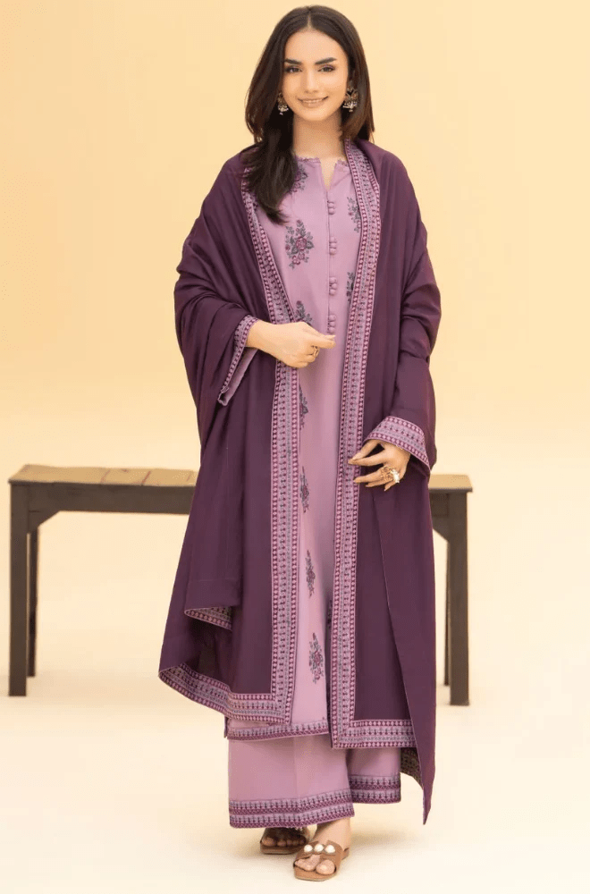 Stitched 3Pcs Embroidered Dhanak Suit – RTW025 - | BlueFery