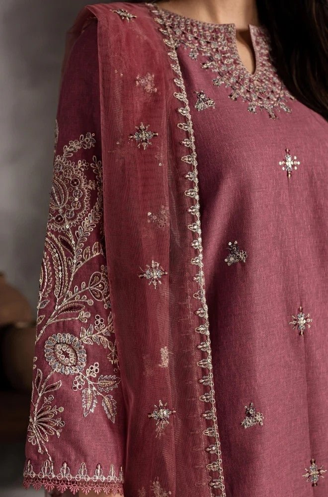 Stitched 3Pcs Embroidered Lawn Suit – RTW033 - | BlueFery