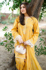 Stitched 3Pcs Embroidered Lawn Suit – RTW057 - Stitched | BlueFery