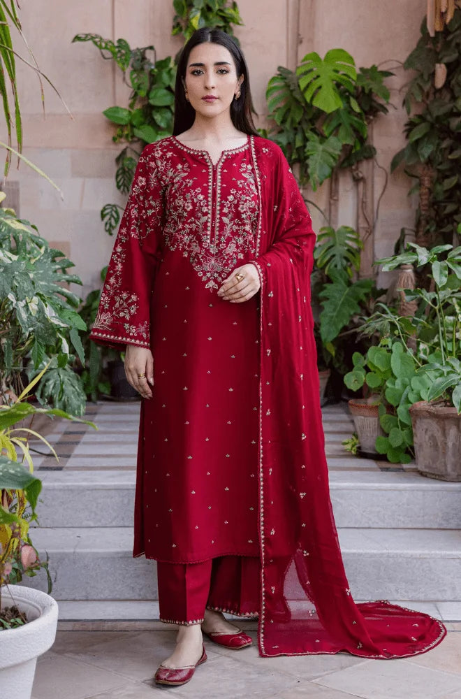 Batik - 3PC Dhanak Embroidered Shirt With Dhanak Embroidered Dupatta and Trouser - BFB0992