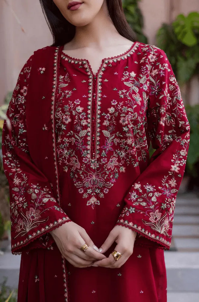 Batik - 3PC Dhanak Embroidered Shirt With Dhanak Embroidered Dupatta and Trouser - BFB0992