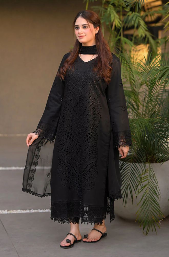 Stitched 3Pcs Embroidered Lawn Suit – RTW061 - Stitched | BlueFery