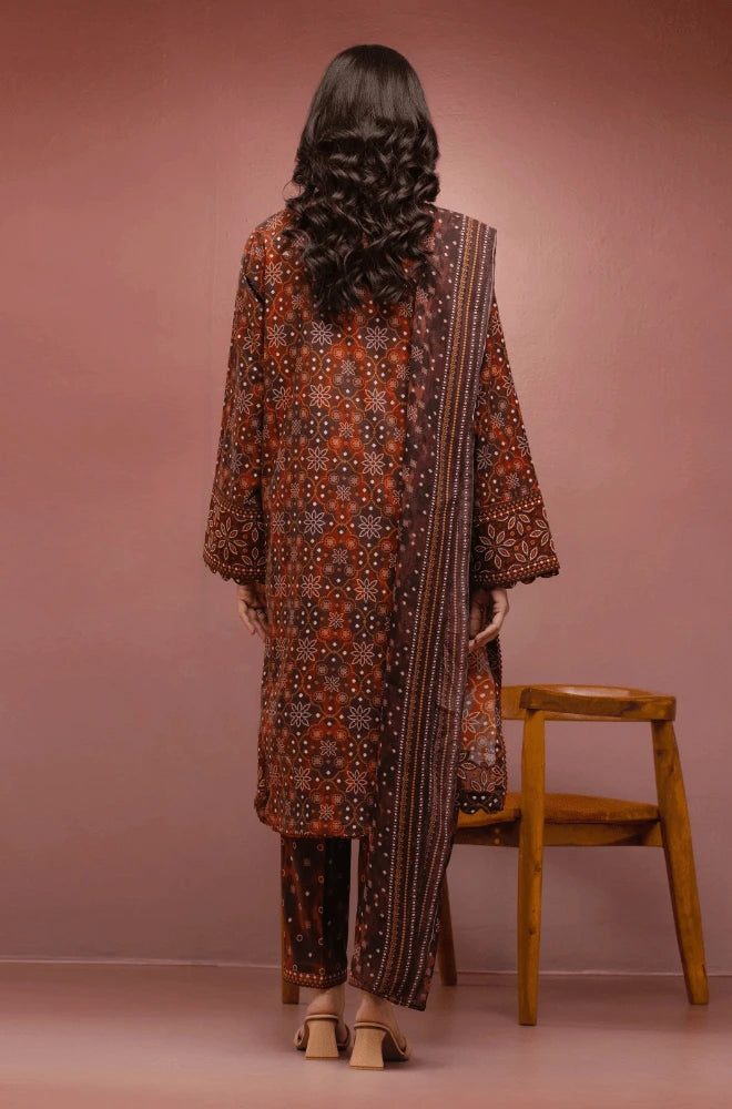 SAPPHIRE - 3PC Khaddar Printed Shirt with Khaddar Printed Dupatta and Trouser - BFU0445