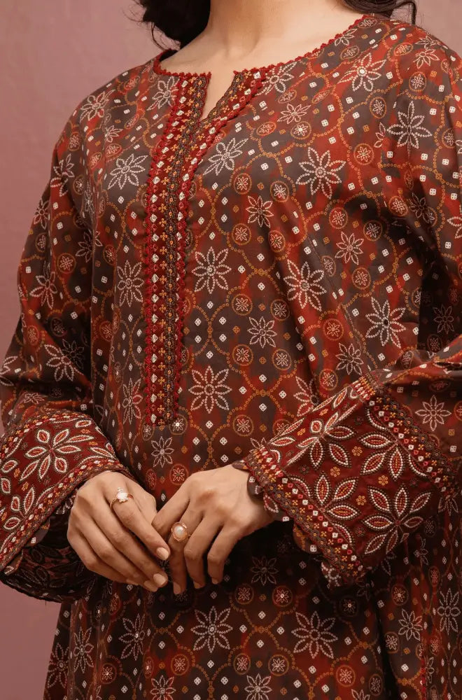 SAPPHIRE - 3PC Khaddar Printed Shirt with Khaddar Printed Dupatta and Trouser - BFU0445