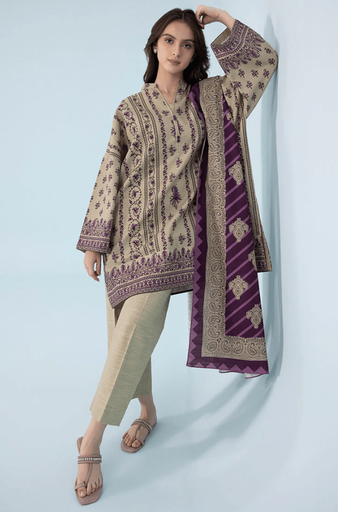 Stitched 3Pcs Printed Khaddar Suit – RTW017 - | BlueFery