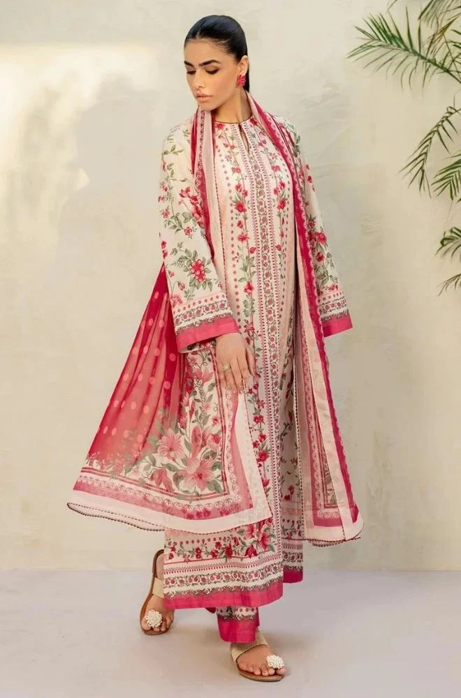 JAZMIN - 3PC Lawn Digital Printed Shirt With Lawn Printed Dupatta and Trouser - BFB0701