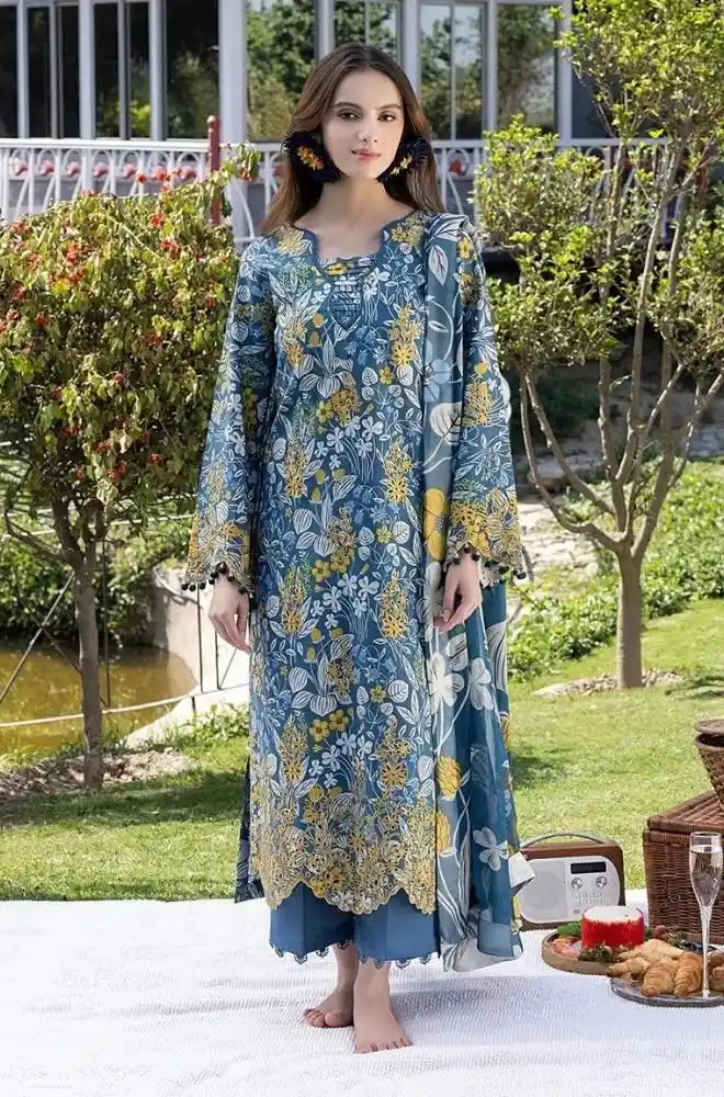 IZEL - 3PC Lawn Digital Printed Shirt With Printed Lawn Dupatta and Trouser - BFB0702