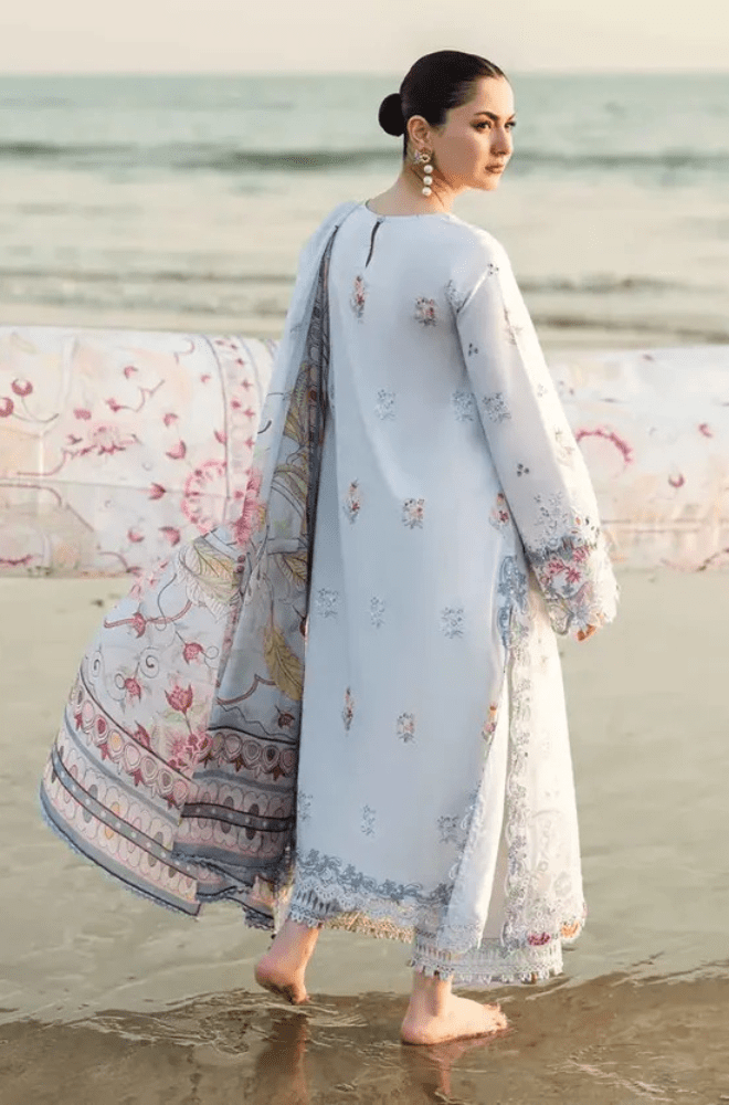 Summer 3PC Chikankari Lawn Embroidered Suit - BFB0303 - luxury | BlueFery