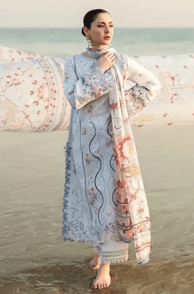 Summer 3PC Chikankari Lawn Embroidered Suit - BFB0303 - luxury | BlueFery