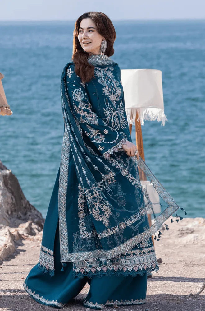 Qlamakar - 3PC Dhanak Embroidered Shirt With Wool Printe Dupatta and Trouser - BFB01088