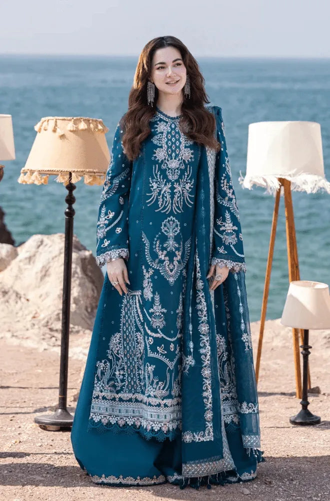 Qlamakar - 3PC Dhanak Embroidered Shirt With Wool Printe Dupatta and Trouser - BFB01088
