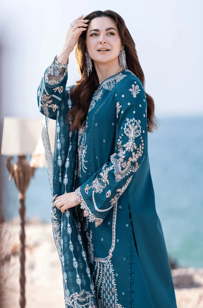 Qlamakar - 3PC Dhanak Embroidered Shirt With Wool Printe Dupatta and Trouser - BFB01088