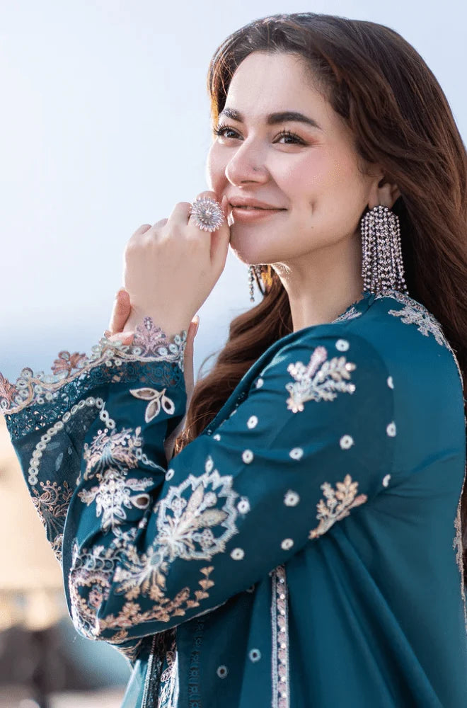Qlamakar - 3PC Dhanak Embroidered Shirt With Wool Printe Dupatta and Trouser - BFB01088
