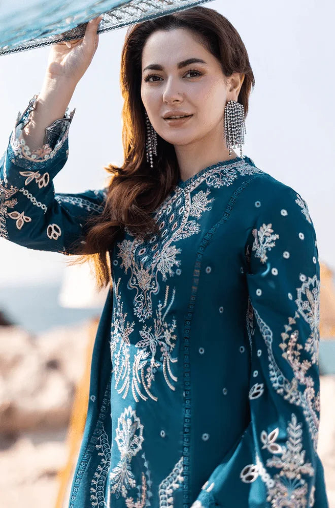 Qlamakar - 3PC Dhanak Embroidered Shirt With Wool Printe Dupatta and Trouser - BFB01088