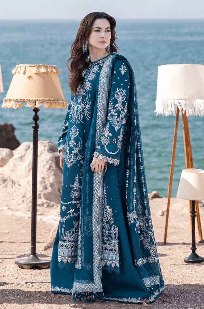 Qlamakar - 3PC Dhanak Embroidered Shirt With Wool Printe Dupatta and Trouser - BFB01088