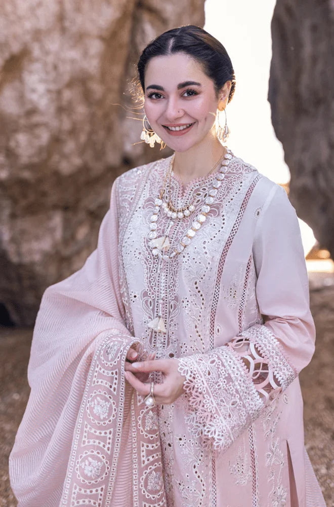 QALAMKAR - 3PC Lawn Chikankari Embroidered Shirt with Chiffon Embroidered Dupatta and Trouser - BFA0009