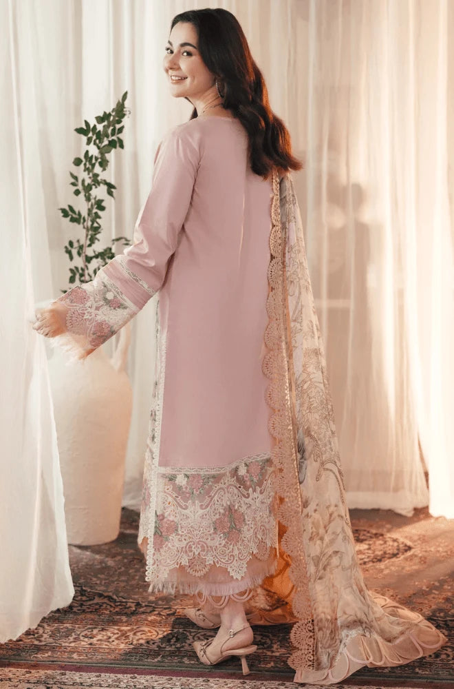 Jade- 3PC Dhanak Embroidered Chikankari Shirt With Dhanak Printed Dupatta and Trouser - BFB0987