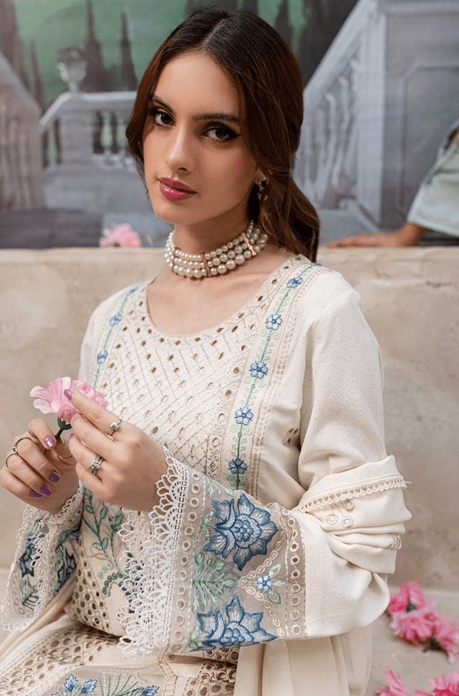 Summer 3PC Lawn Chikankari Embroidered Suit - BFB0292 - luxury | BlueFery