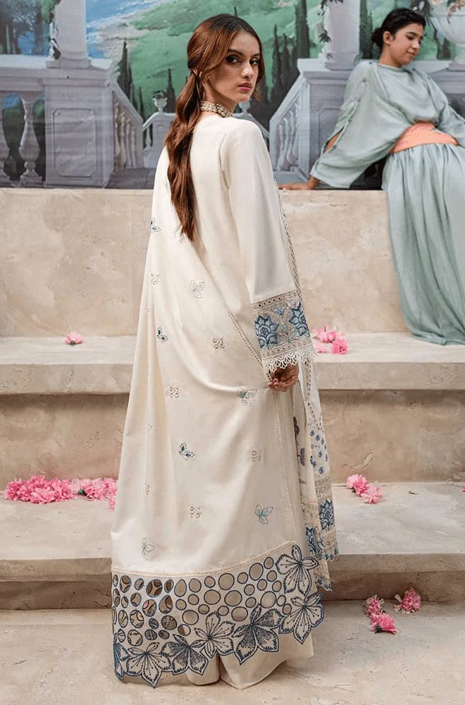 MAHNUR - 3PC Lawn Chikankari Embroidered Shirt with Chiffon Embroidered Dupatta and Trouser- BFB0292