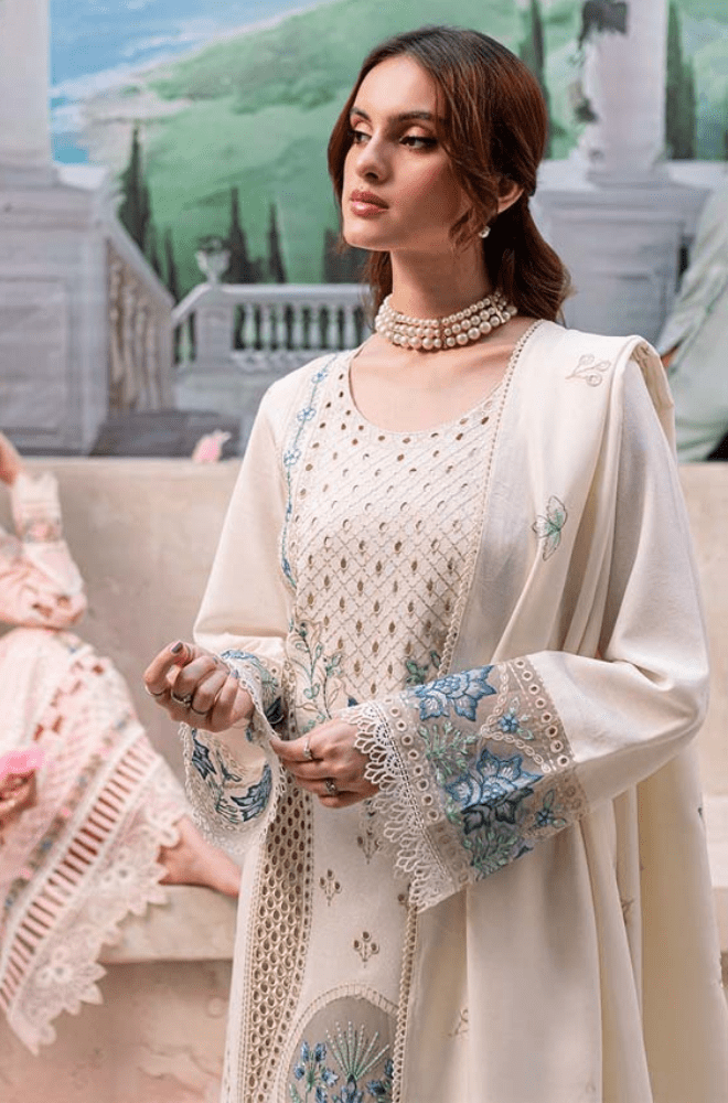 Summer 3PC Lawn Chikankari Embroidered Suit - BFB0292 - luxury | BlueFery