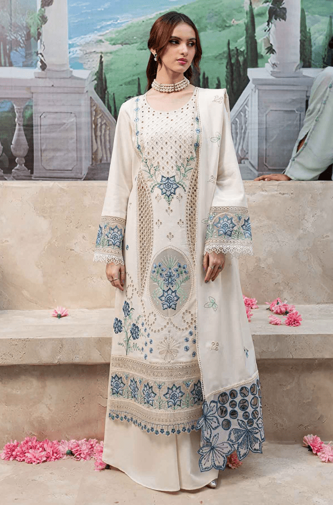 Summer 3PC Lawn Chikankari Embroidered Suit - BFB0292 - luxury | BlueFery