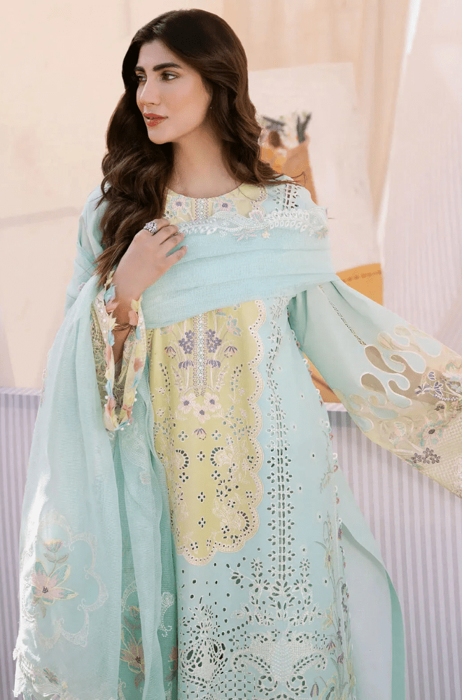 Summer 3PC Lawn Chikankari Embroidered Suit - BFB0643 - New Arrivals | BlueFery