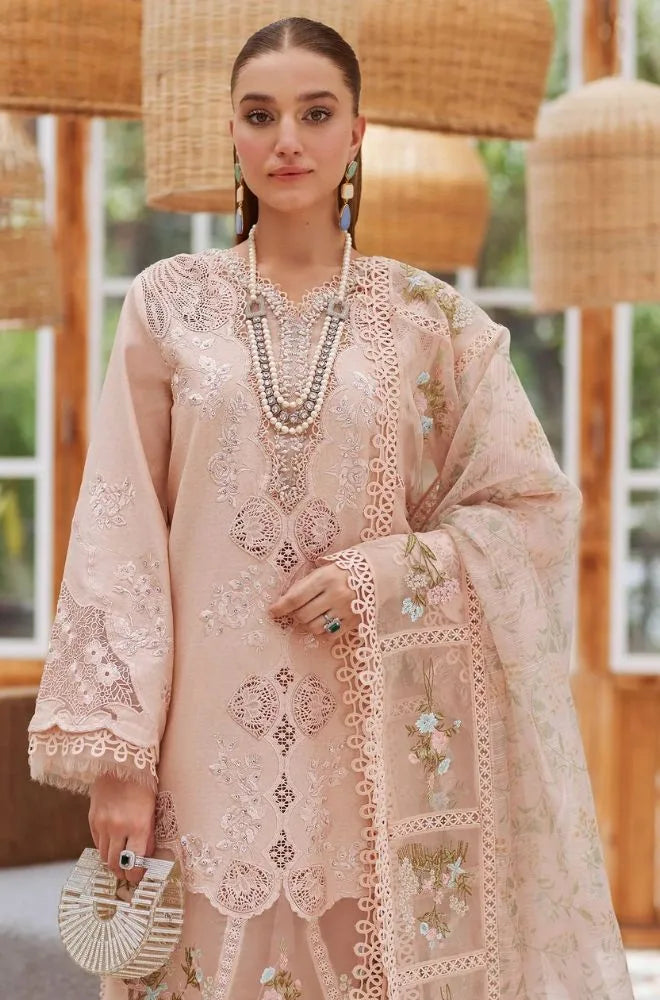 CRIMSON - 3PC Lawn Chikankari Embroidered Shirt with Monar Printed Dupatta and Trouser- BFB0694