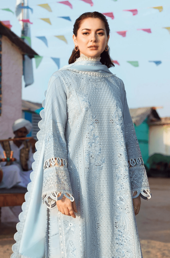 Summer 3PC Lawn Chikankari Embroidered Suit - BFB0722 - luxury | BlueFery