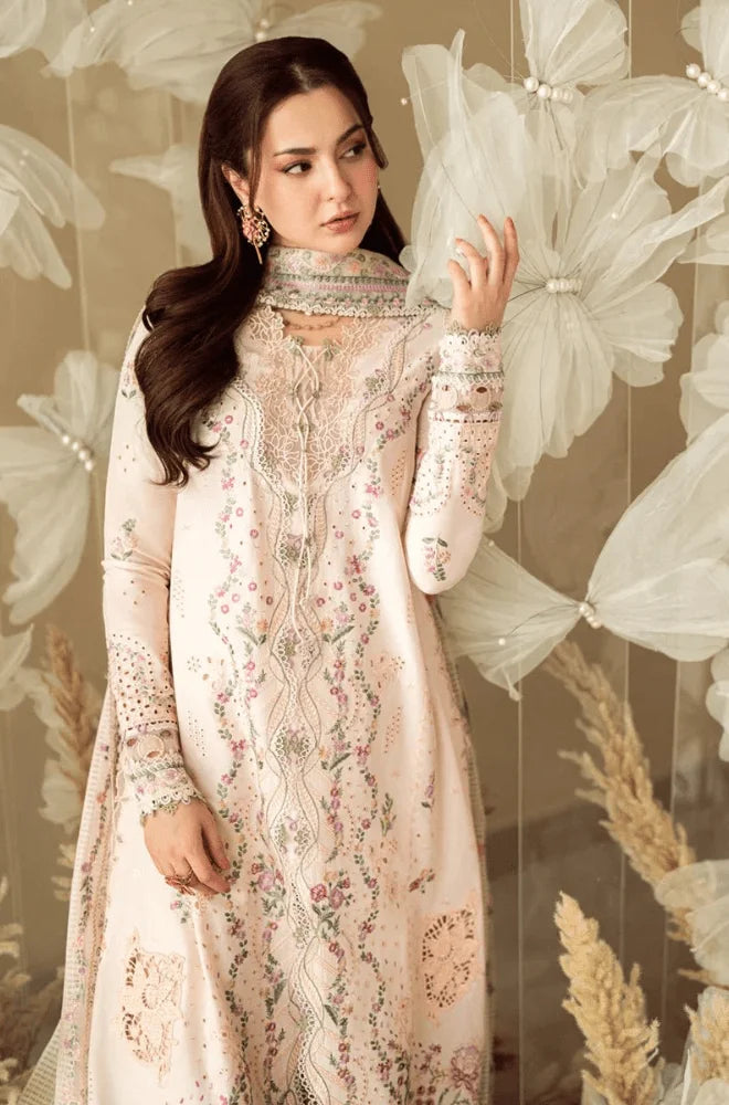 QALAMKAR - 3PC Lawn Chikankari Embroidered Shirt with Monar broidered Dupatta aEmnd Trouser - BFB0724