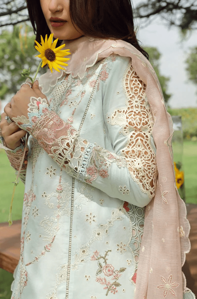 Summer 3PC Lawn Chikankari Embroidered Suit - BFB0725 - New Arrivals | BlueFery