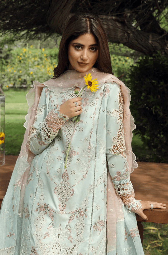 Summer 3PC Lawn Chikankari Embroidered Suit - BFB0725 - New Arrivals | BlueFery